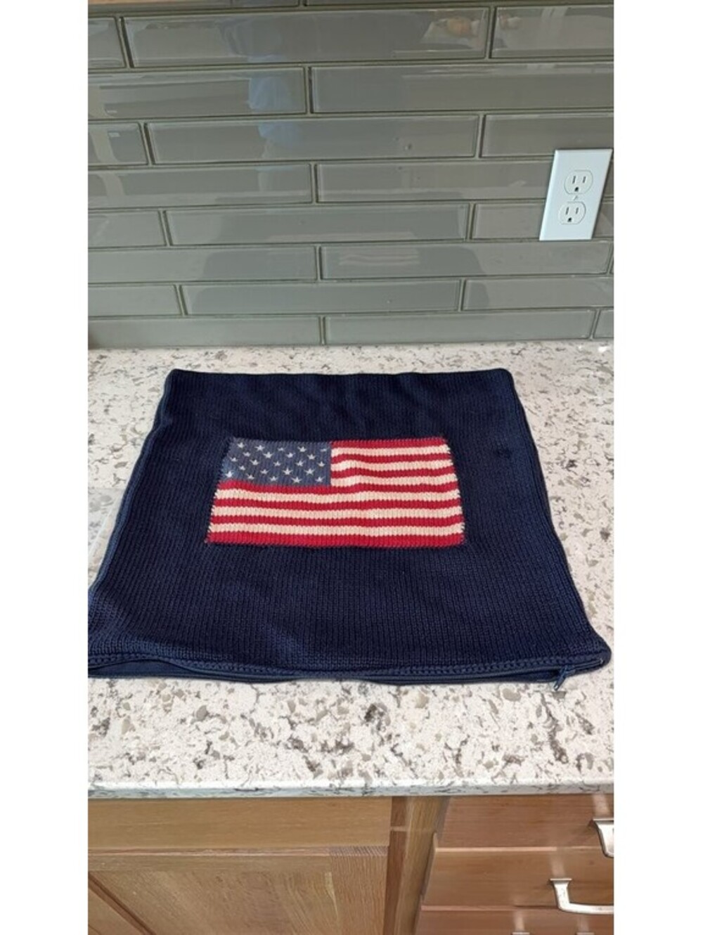 Ralph Lauren American Flag Knit Pillow Cover 20x20 0305